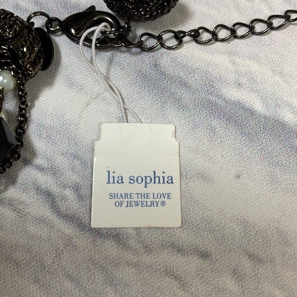 Lia Sophia Layered Beaded Necklace Brown black Pearl New NWT - Picture 3 of 11